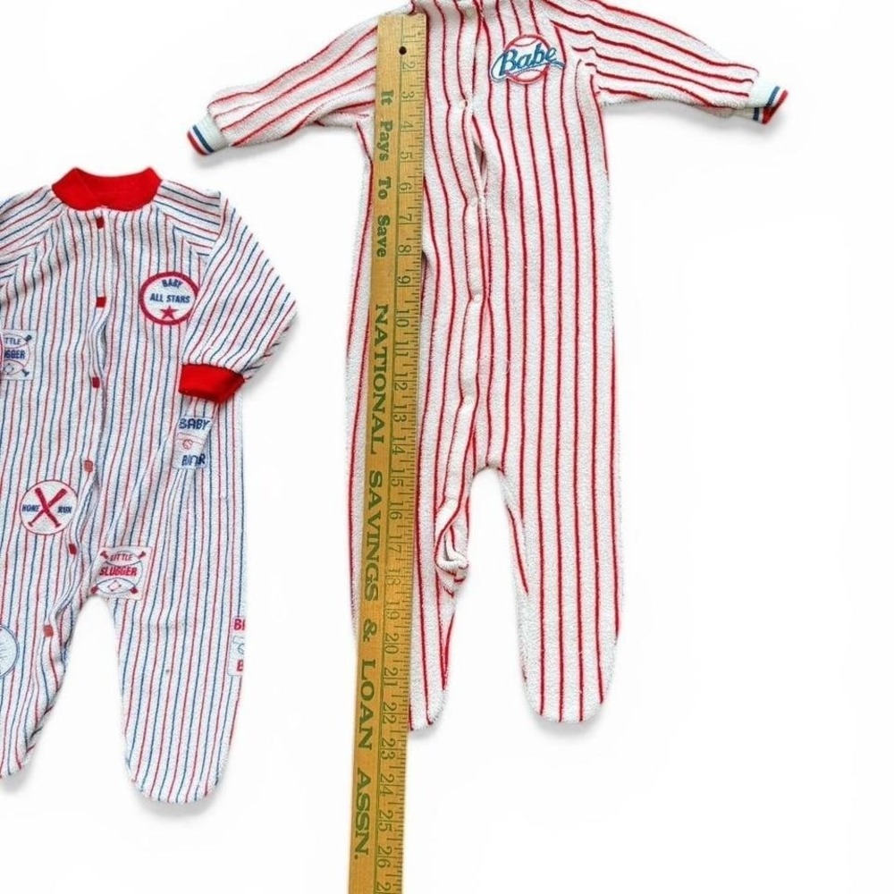 Vintage sportcore baby boys  pajamas baseball theme bundle - Picture 3 of 8
